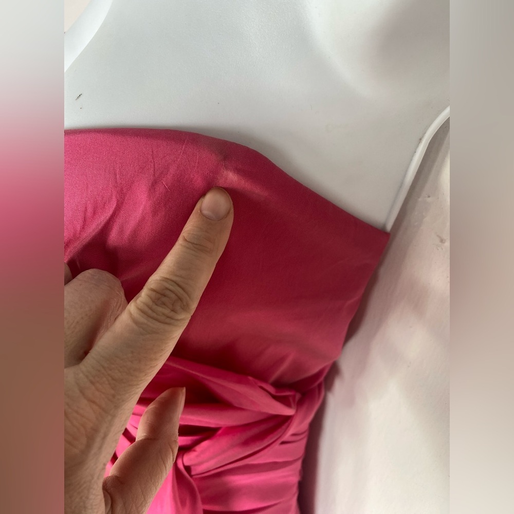 ALFRED SUNG 16 Strawberry Pink Strapless Formal Dress - Picture 5 of 9